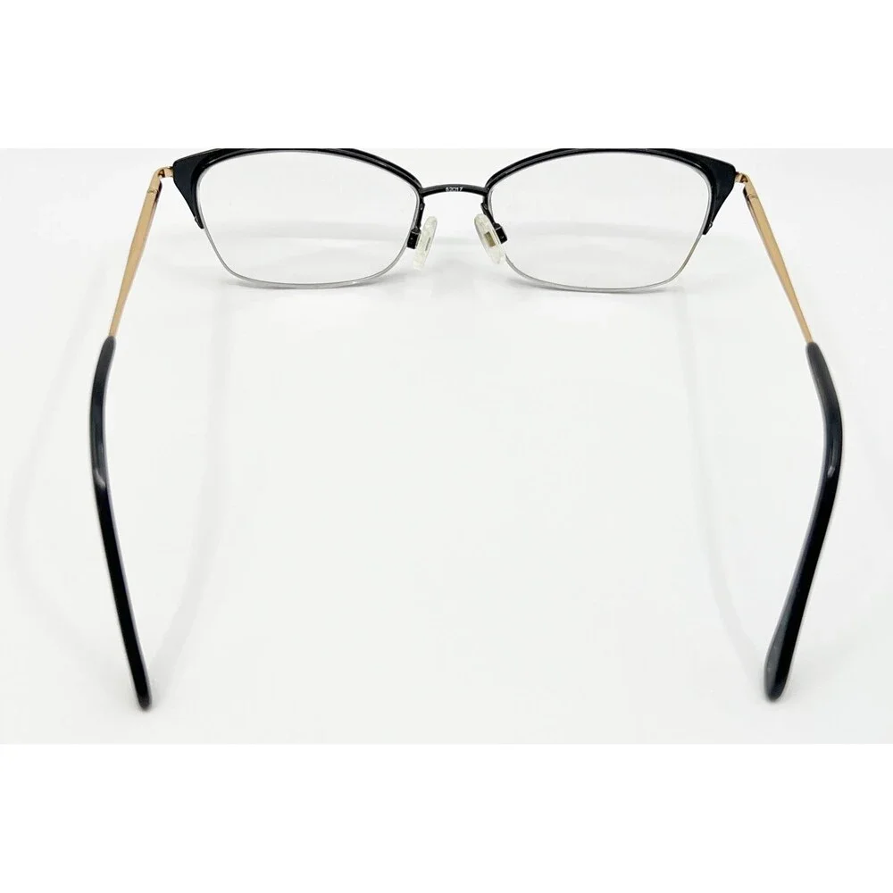 Lulu Guinness Eyeglasses Womens Black Gold Semi Rimless Cat Eye L687 52-17-135